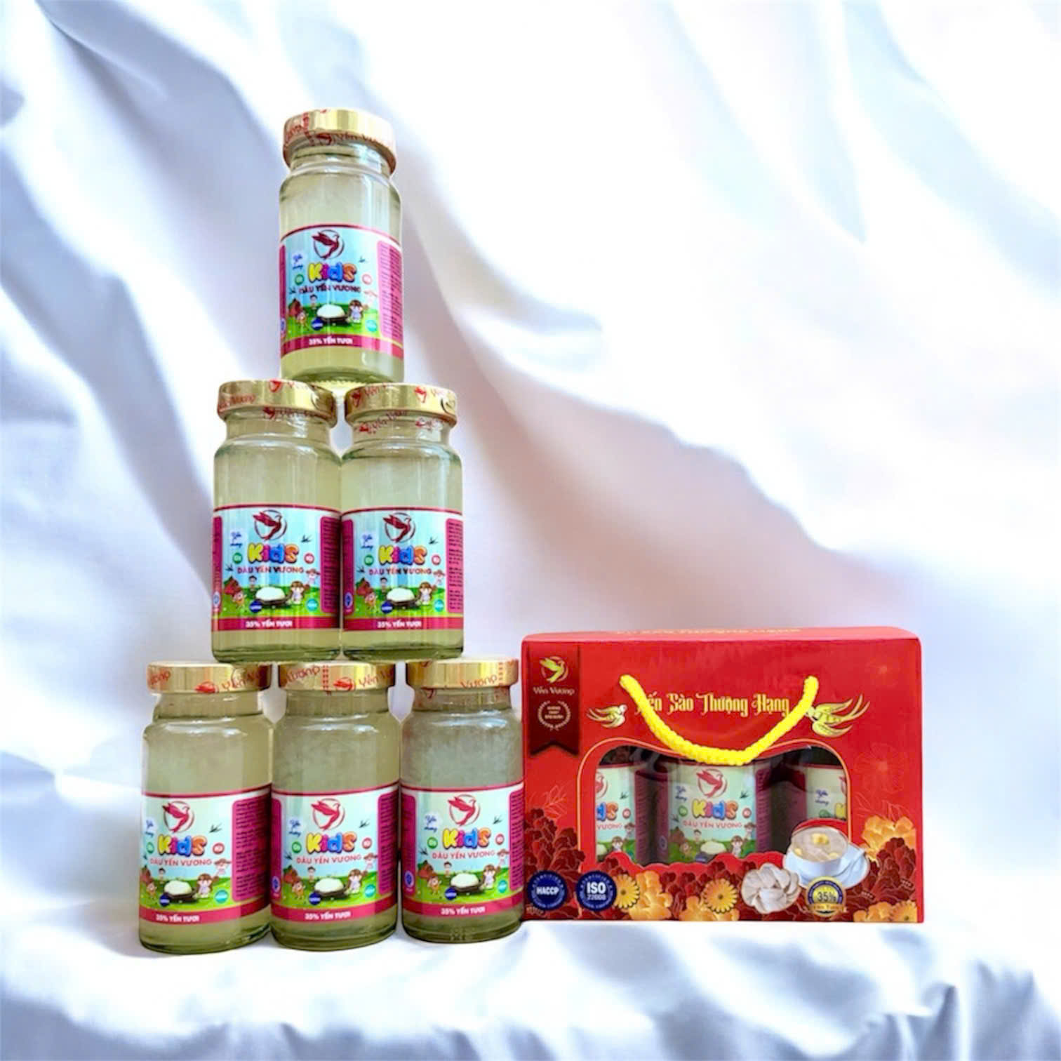 Lốc 6 hũ yến Vương 140ml Kids Dâu